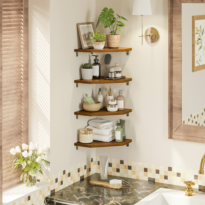 SUPERLELE Corner Shelf Wall Mount, Set of 4 Floating Corner Shelves