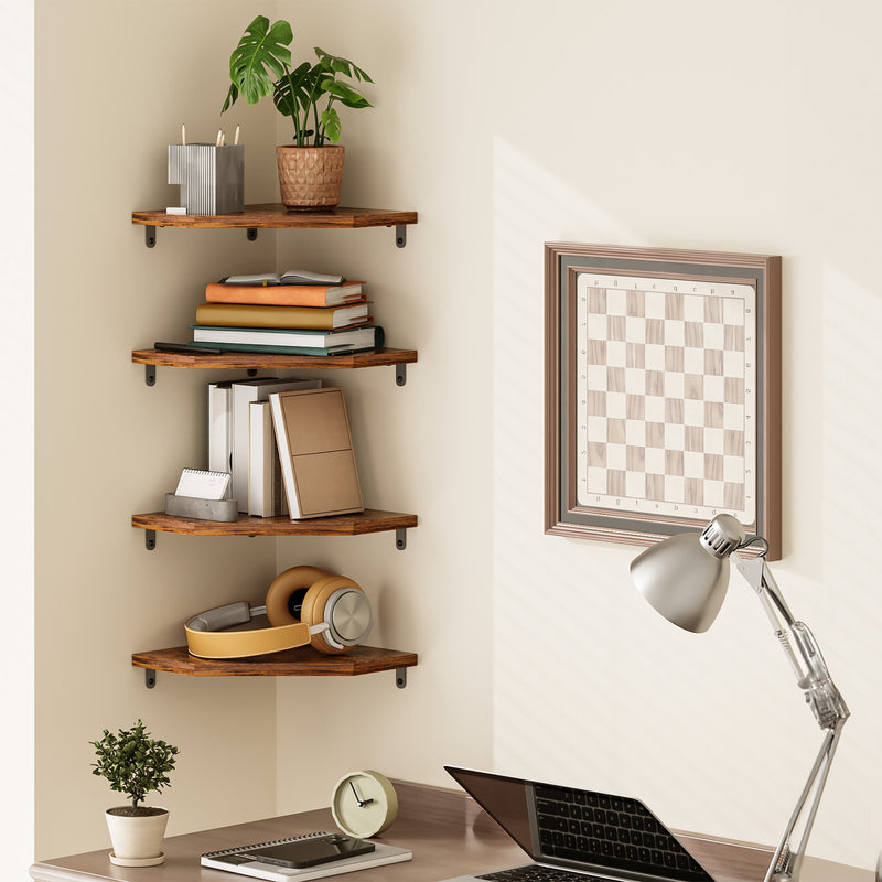 SUPERLELE Corner Shelf Wall Mount, Set of 4 Floating Corner Shelves