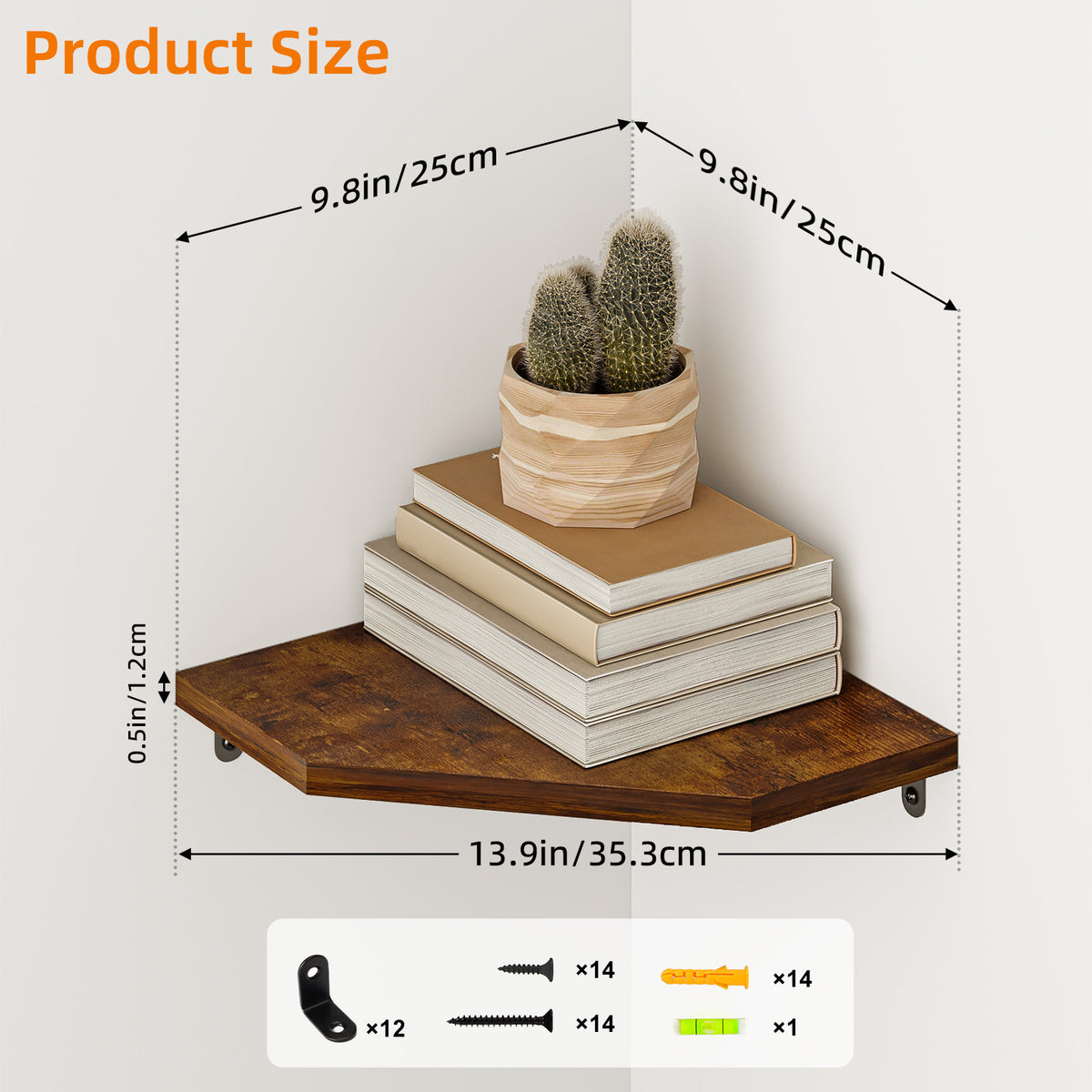 SUPERLELE Corner Shelf Wall Mount, Set of 4 Floating Corner Shelves