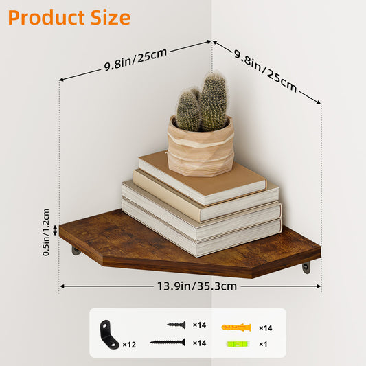 SUPERLELE Corner Shelf Wall Mount, Set of 4 Floating Corner Shelves