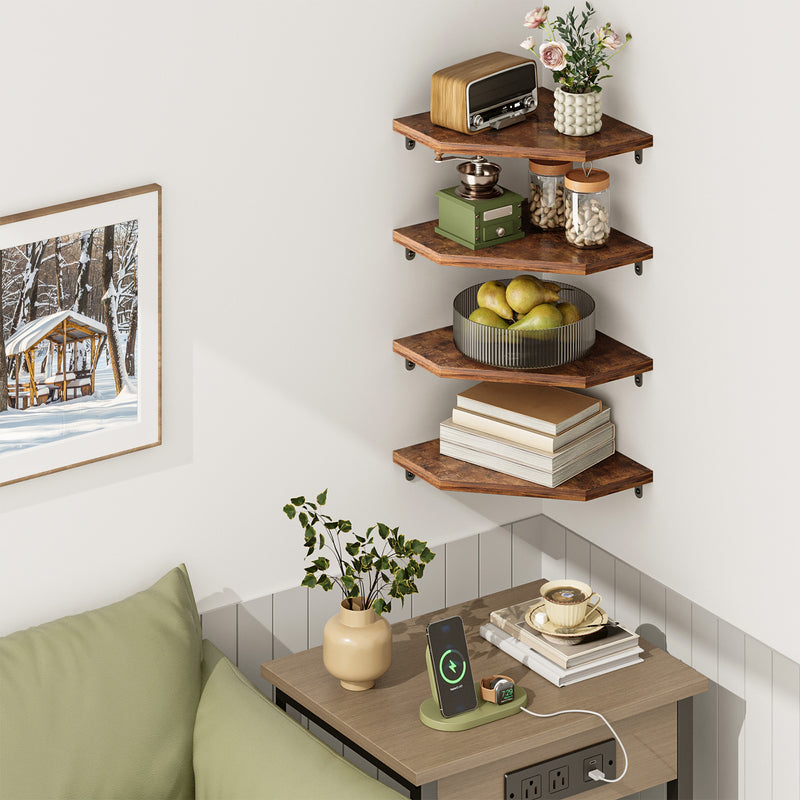 SUPERLELE Corner Shelf Wall Mount, Set of 4 Floating Corner Shelves