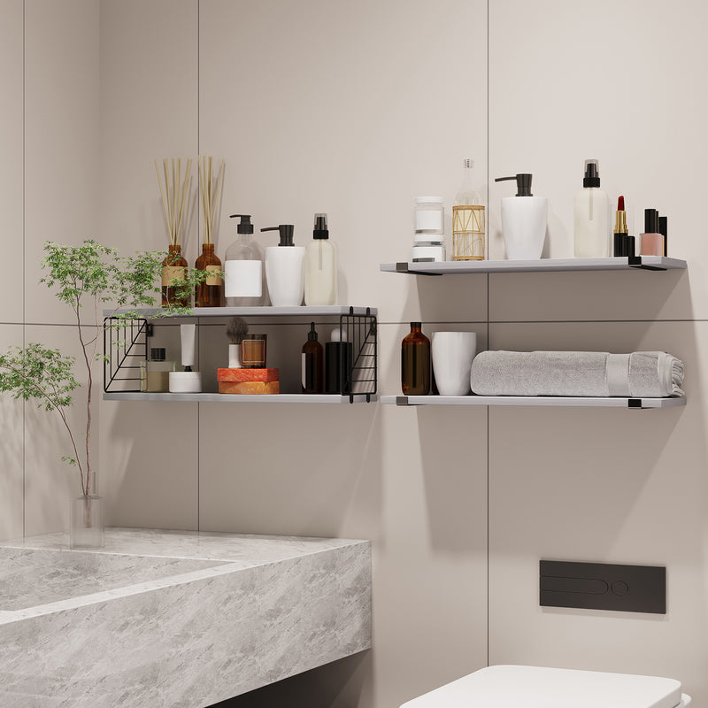 SUPERLELE 3+1 Tier Floating Shelves, 15.8in Farmhouse Rustic Wood Shelves