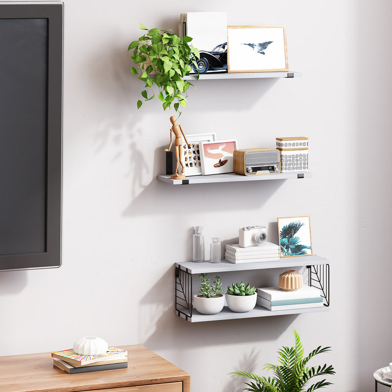 SUPERLELE 3+1 Tier Floating Shelves, 15.8in Farmhouse Rustic Wood Shelves