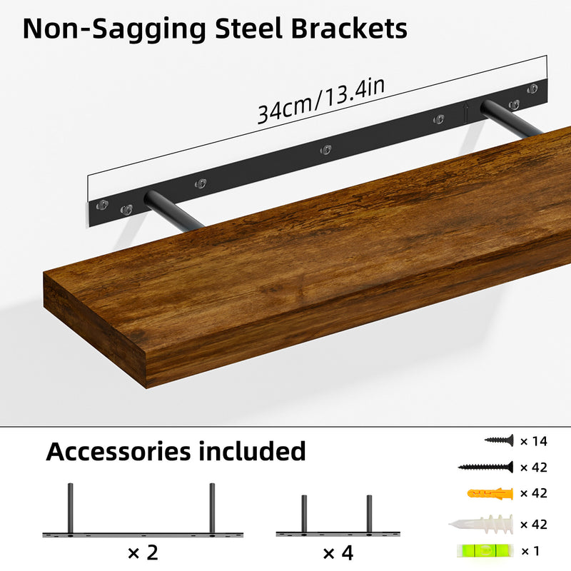 SUPERLELE 6 Pcs 3 Sizes Wooden Wall Mounted Floating Shelves