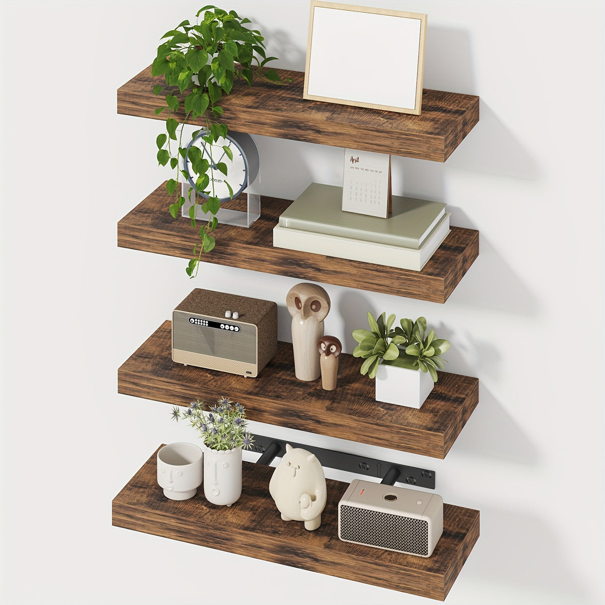 SUPERLELE 8-Piece Floating Shelves for Wall, Wall Mounted Rustic Wood Shelves