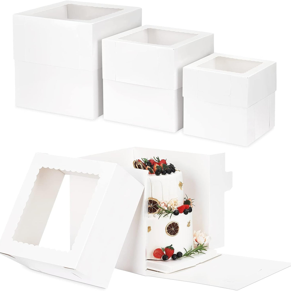 Paper Box,White,12pcs,3 SizesT,four of each