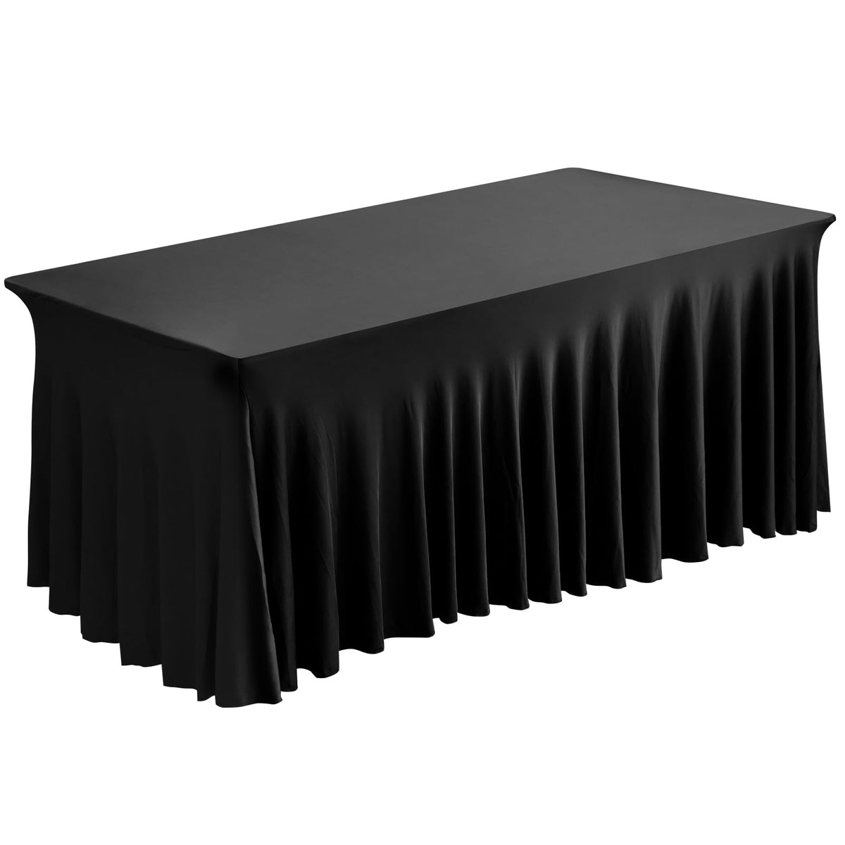 Tableware Decoration,6 Foot Table Skirt with Spandex Stretch Fabric - Black Fitted Table Cover for Events & Professional Displays