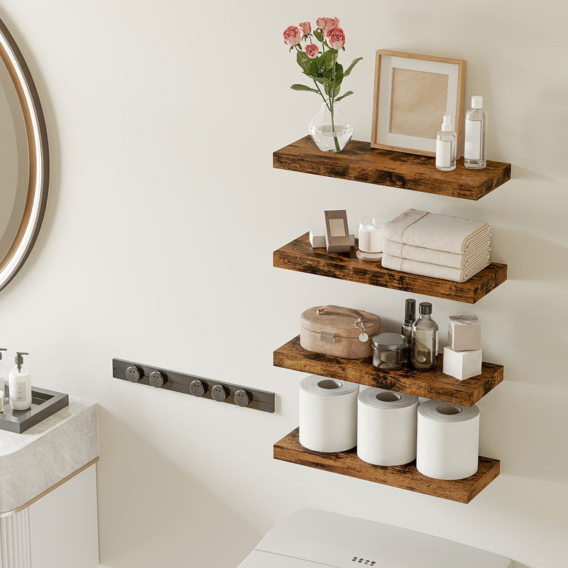 SUPERLELE 8-Piece Floating Shelves for Wall, Wall Mounted Rustic Wood Shelves