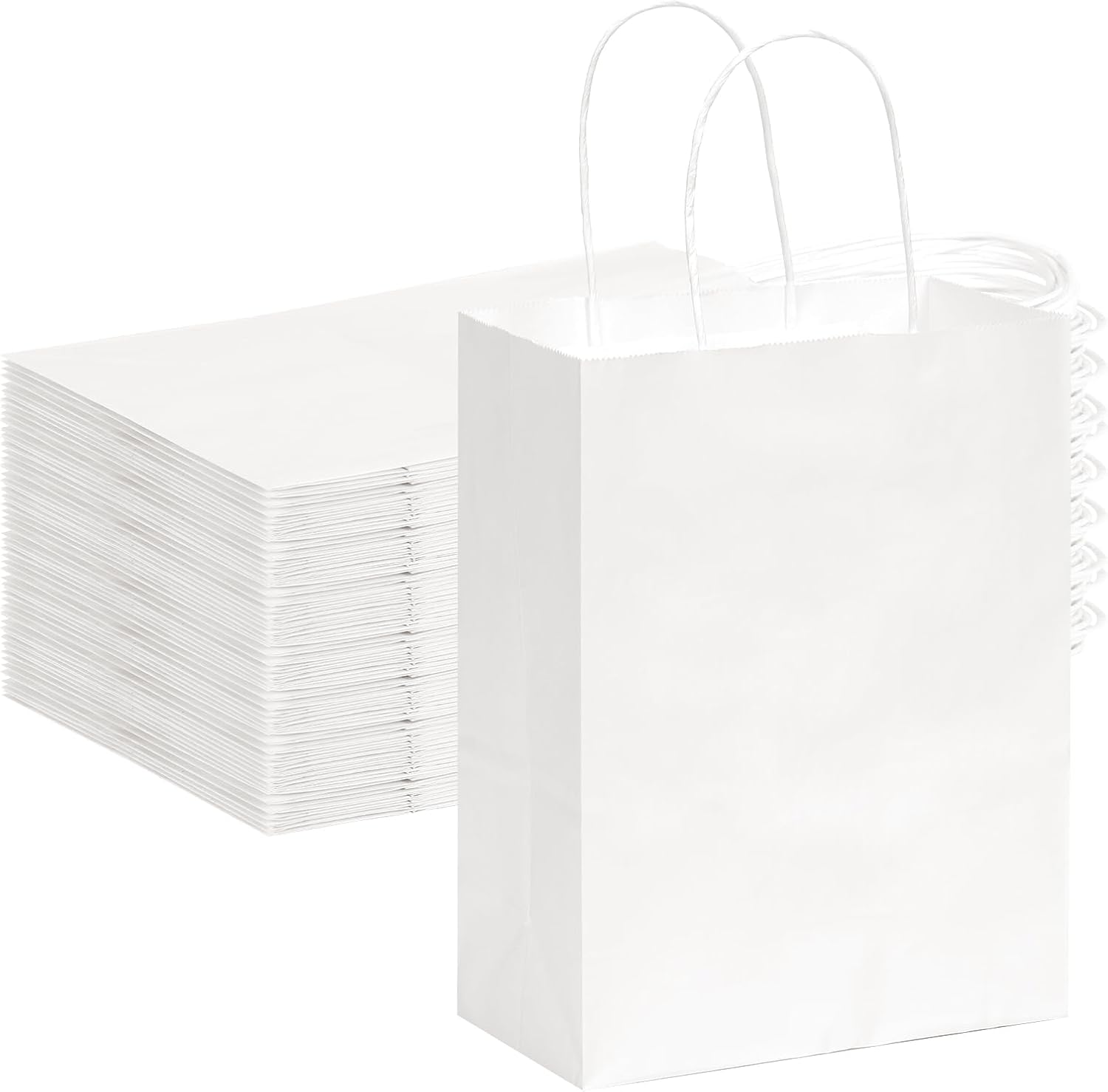 Paper Bags,White,150pcs,8*4*10 Inch