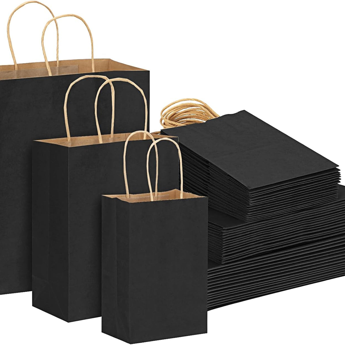 Paper Bags,Black,120pcs,3 sizes