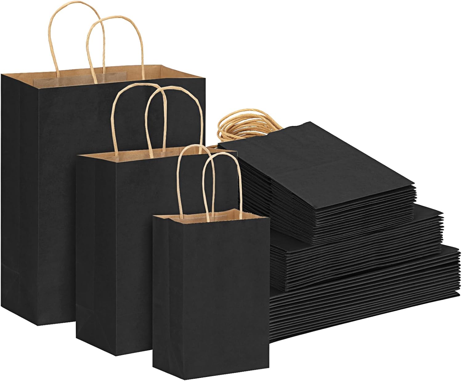 Paper Bags,Black,120pcs,3 sizes