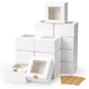 Paper Box,80pcs Elegant White Cookie Boxes - 4x4x2.5 Inch Windowed Bakery Boxes with Stickers