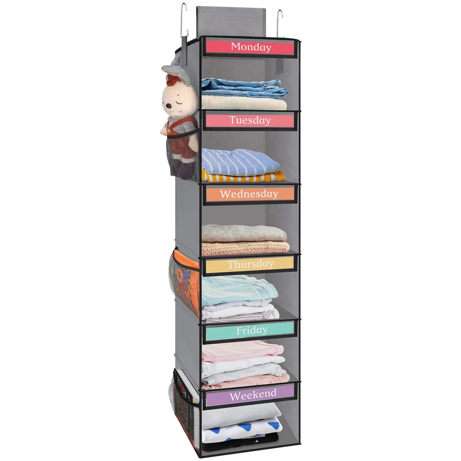 Sewing Storage,6-Shelf Weekly Kids Closet Organizer(Gray)