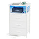 Nightstands,LED Nightstand with Charging Station - 3 Fabric Drawer Bedside Table with USB Ports & Outlets (White)