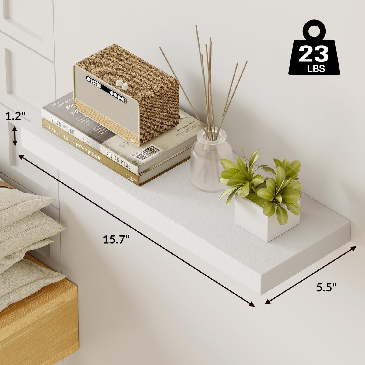 SUPERLELE 6-Piece Floating Shelves for Wall, Wall Mounted Rustic Wood Shelves