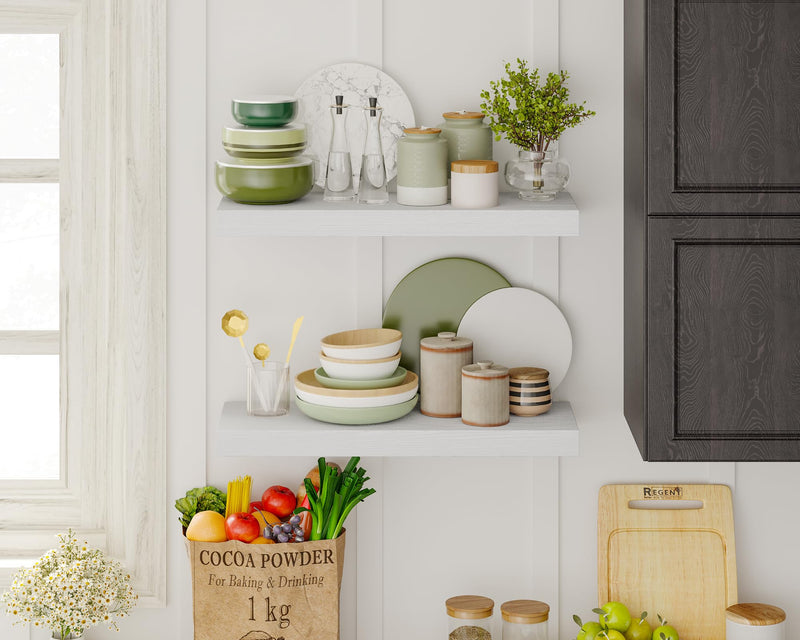 SUPERLELE 6-Piece Floating Shelves for Wall, Wall Mounted Rustic Wood Shelves