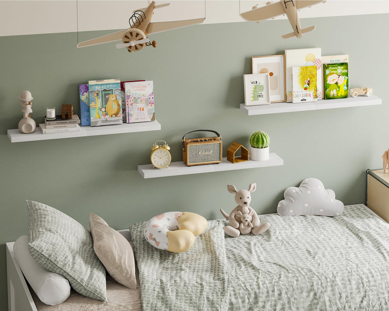 SUPERLELE 6-Piece Floating Shelves for Wall, Wall Mounted Rustic Wood Shelves