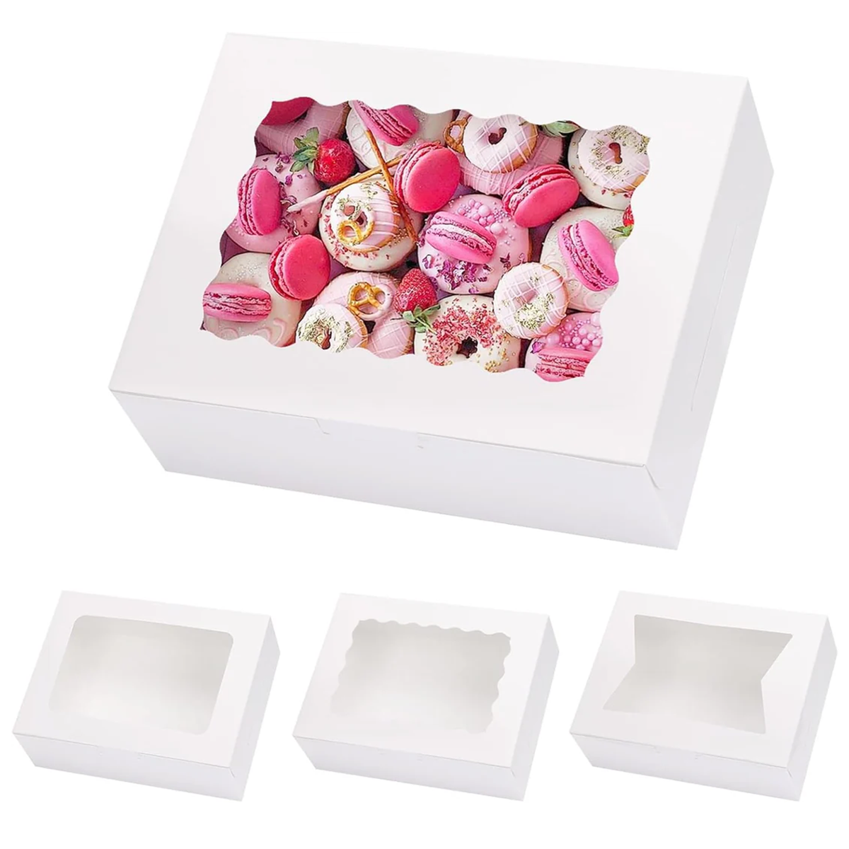 Paper Box,White,48pcs,8*6*2.5 Inch 3 Style
