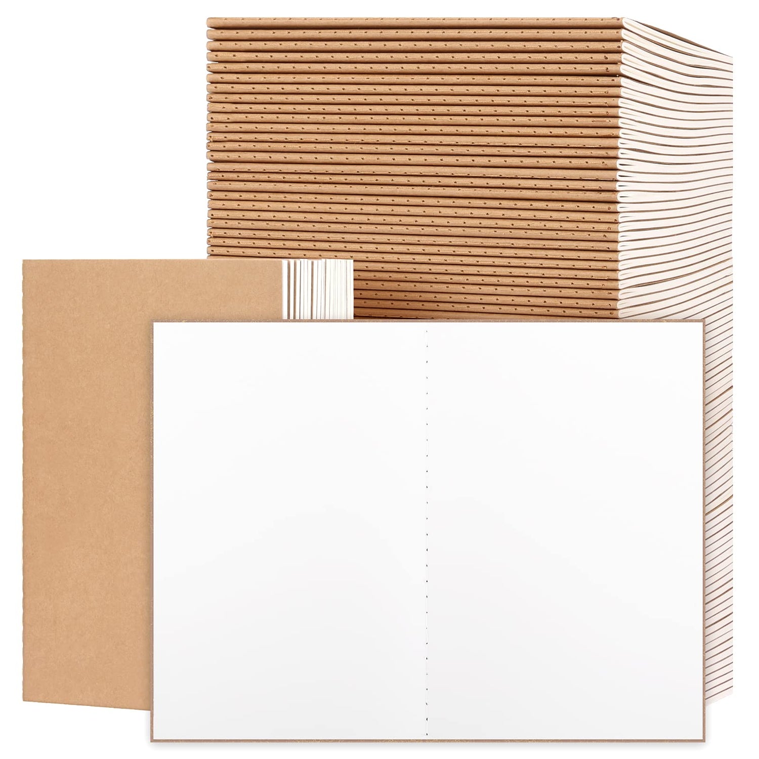 Drawing Book,100pcs A5 Blank Kraft Notebooks Bulk 60 Page
