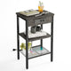 Storage Cabinets & Lockers,Industrial 3-Tier Side Table with Charging Station - Narrow Nightstand for Small Spaces
