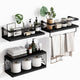 Floating Shelves,3+1 Tier Rustic Wall-Mounted Bathroom Shelves with Towel Bar - Space-Saving Storage for Toilet(Black)