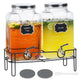 Glass Drinkware,2-Pack 2 Gallon Glass Beverage Dispensers with Stand - Party Drink Servers for Lemonade