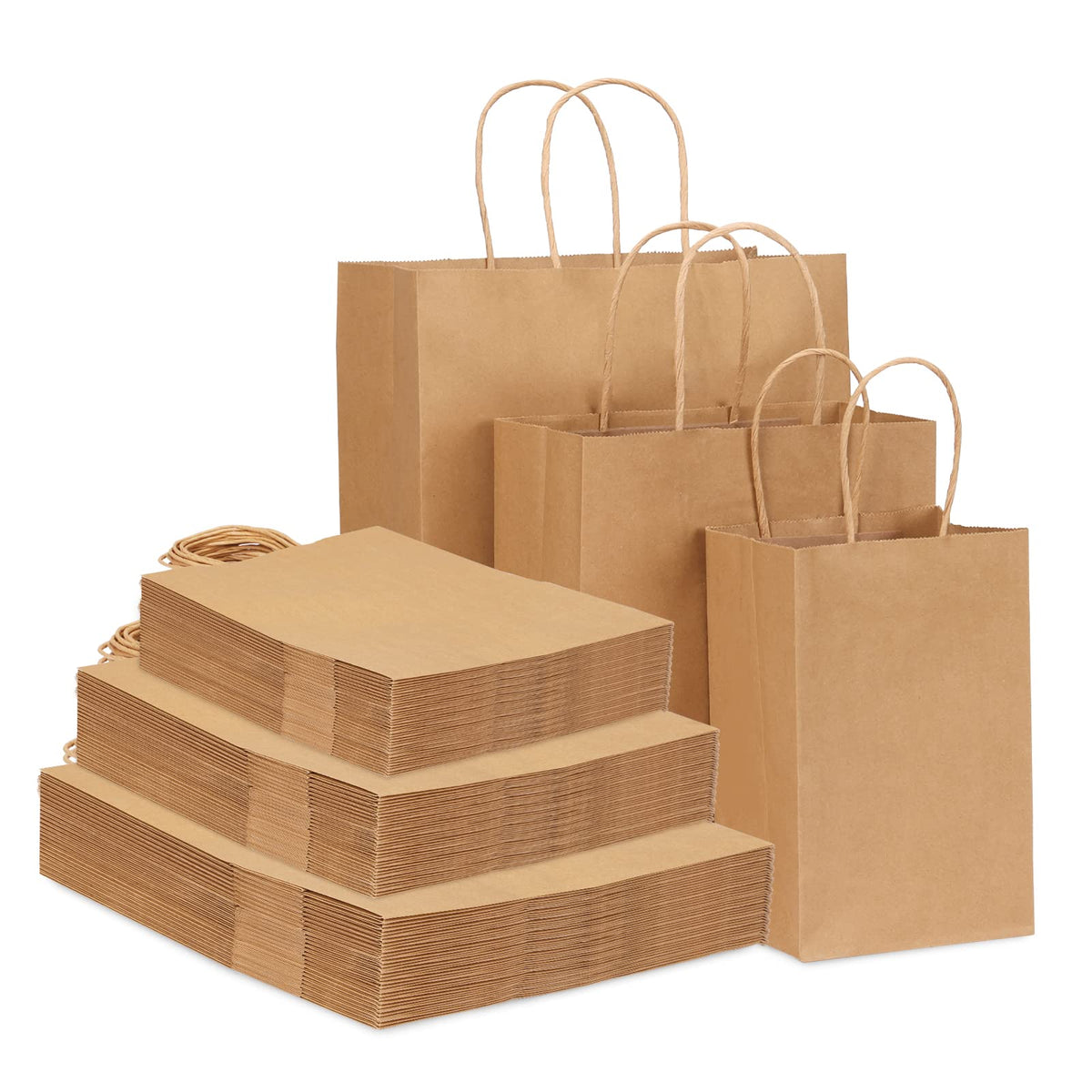 Paper Bag,105-Pack Assorted Size Kraft Paper Bags (8/10/12.6 Inch)