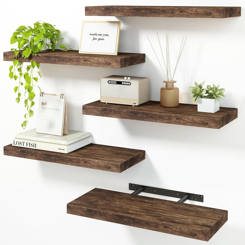 SUPPERLELE 5-Pieces 15.8in Floating Wall Shelves in MDF Wall Mounted Shelves