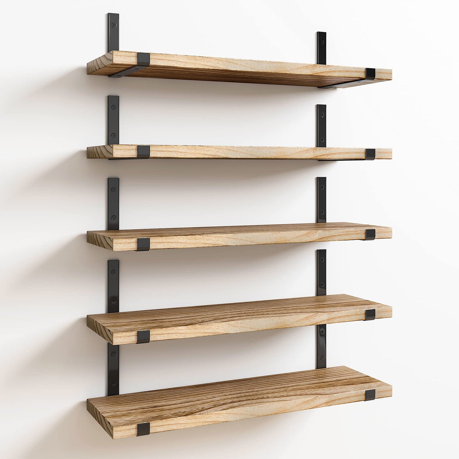 Floating Shelves,5-Pack Floating Shelves - Narrow Rustic Wall Shelves for Home Organization (Carbonized Black)