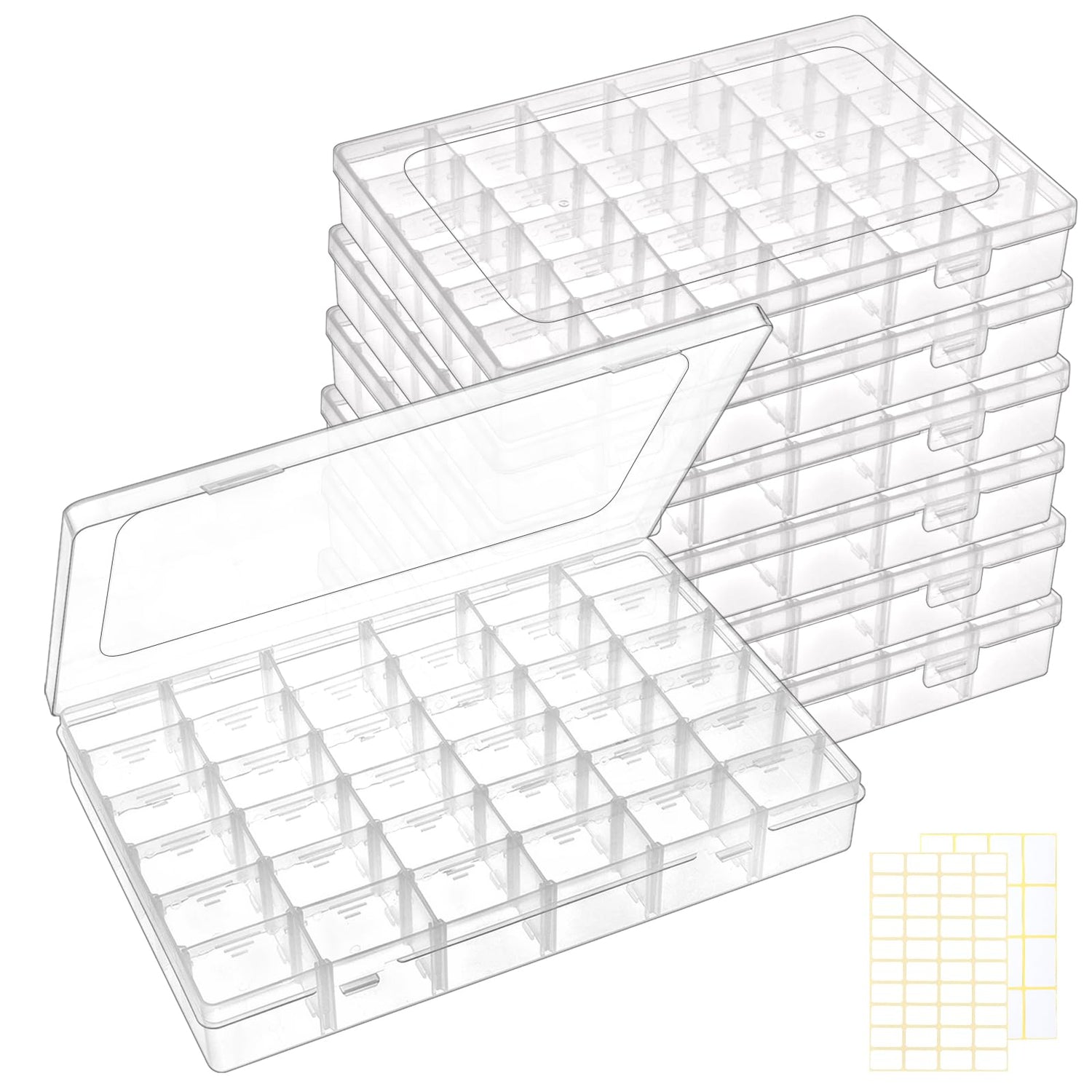 Plastic Storage,7-Pack 36-Section Craft Organizer Boxes with Dividers