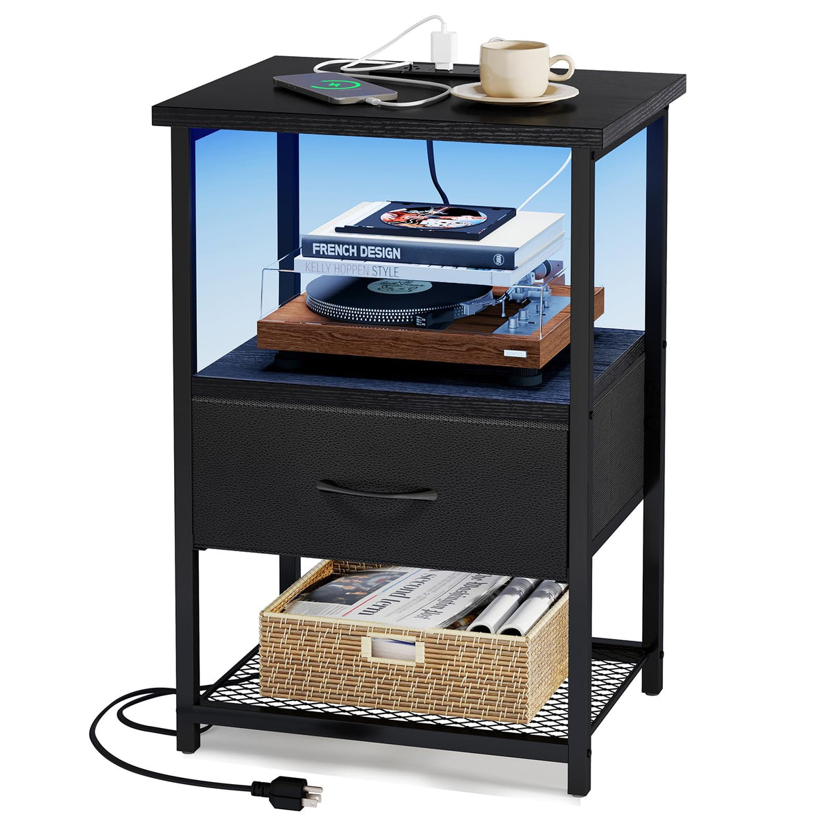 Nightstands,Night Stand with Charging Station