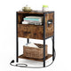 Storage Cabinets & Lockers,Tall Nightstand with Charging Station, Rustic Brown