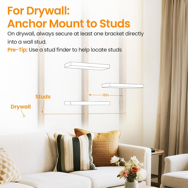 SUPERLELE 4-Pieces Floating Shelves for Wall, Wall Mounted Rustic Wood Shelves Black