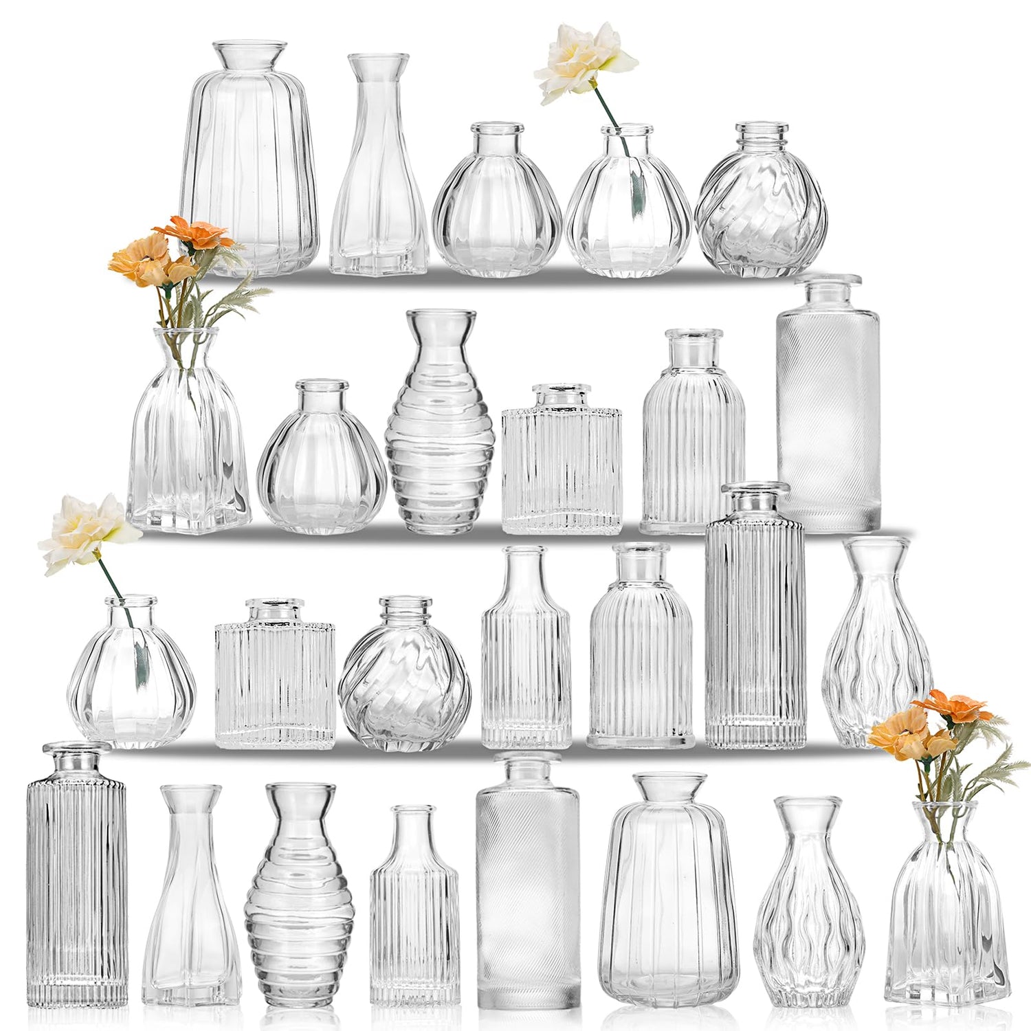 Glass Vase,22-Piece Glass Bud Vases Set - Small Floral Centerpiece Vases for Weddings