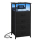 Nightstands,Modern Nightstand with Charging Station & RGB Lights