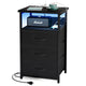 Nightstands,Modern Nightstand with USB Charging Station & RGB LED Lighting - 3-Drawer Black End Table