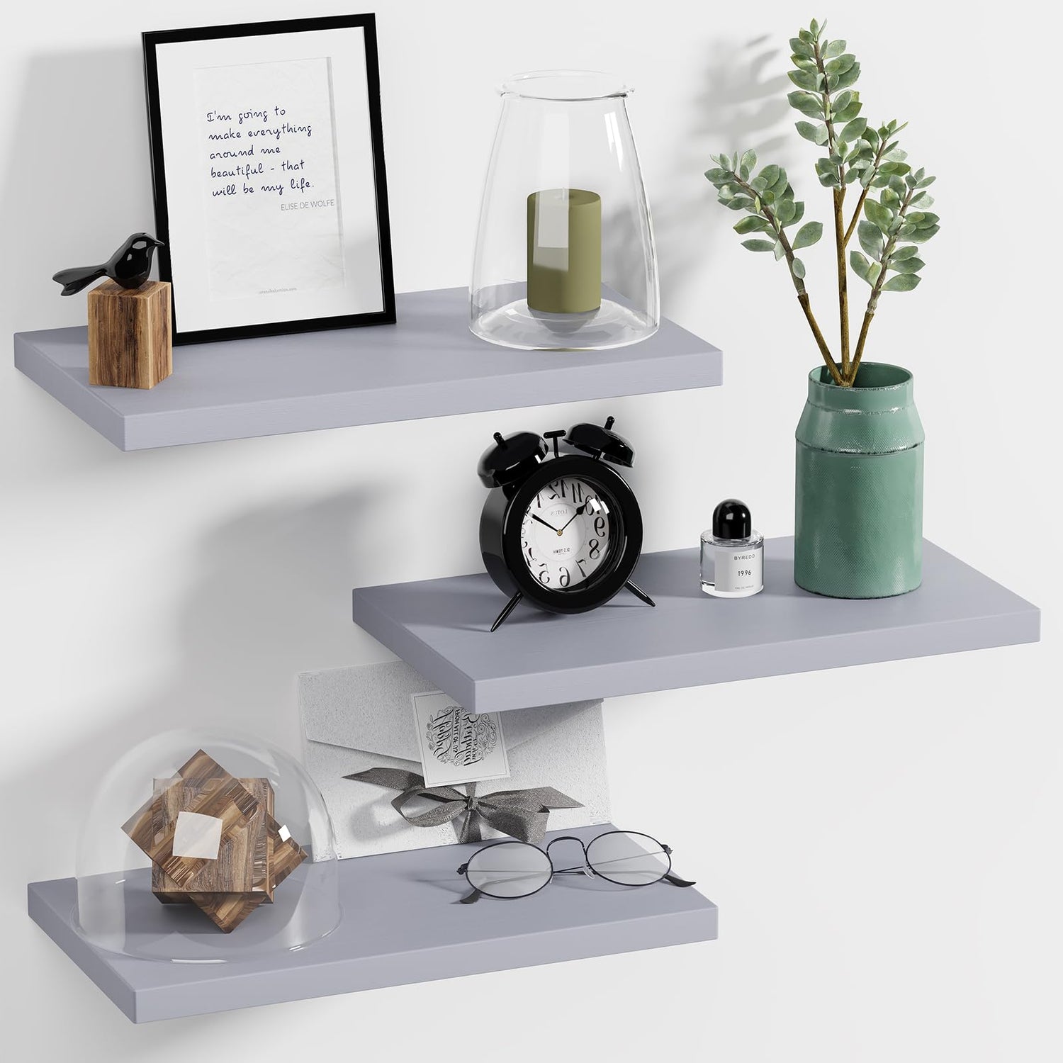 Floating Shelves,15.8in Floatg Shelves Set of 3(Gray)