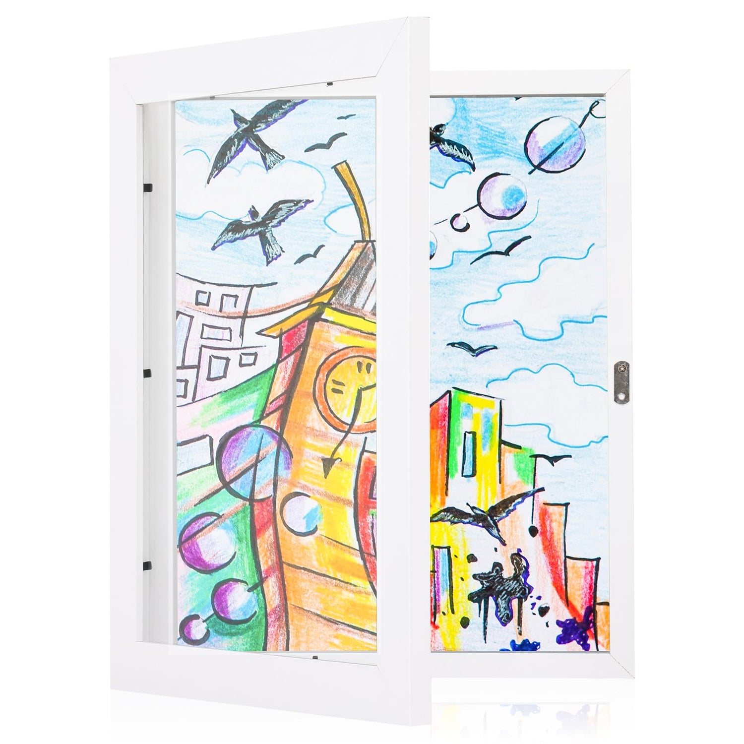 Wall Decoration,Magnetic Front Opening Art Display Frame - 8.5¡Á11" Kids Artwork Showcase with Real Glass