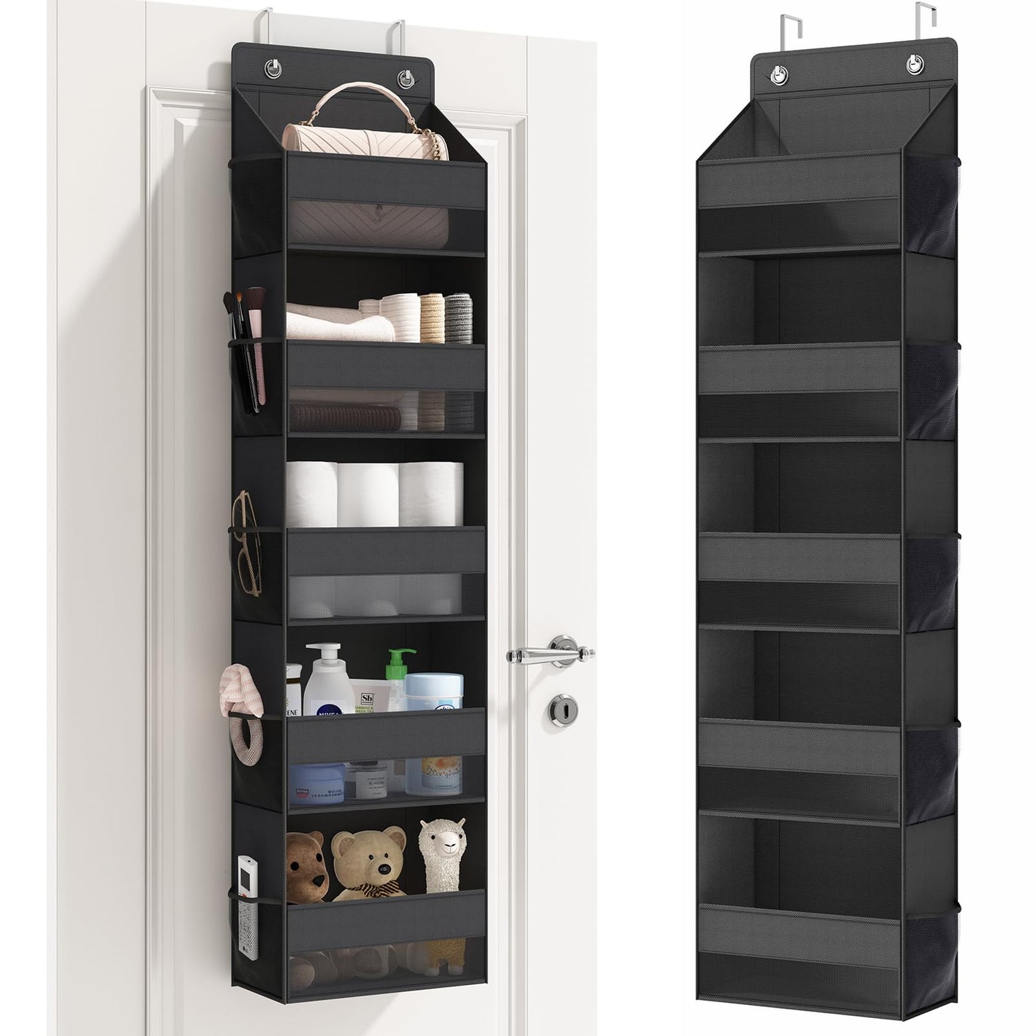 Sewing Storage,Over-the-Door Organizer with 5 Main Pockets + 10 Mesh Side Pockets,Light Grey