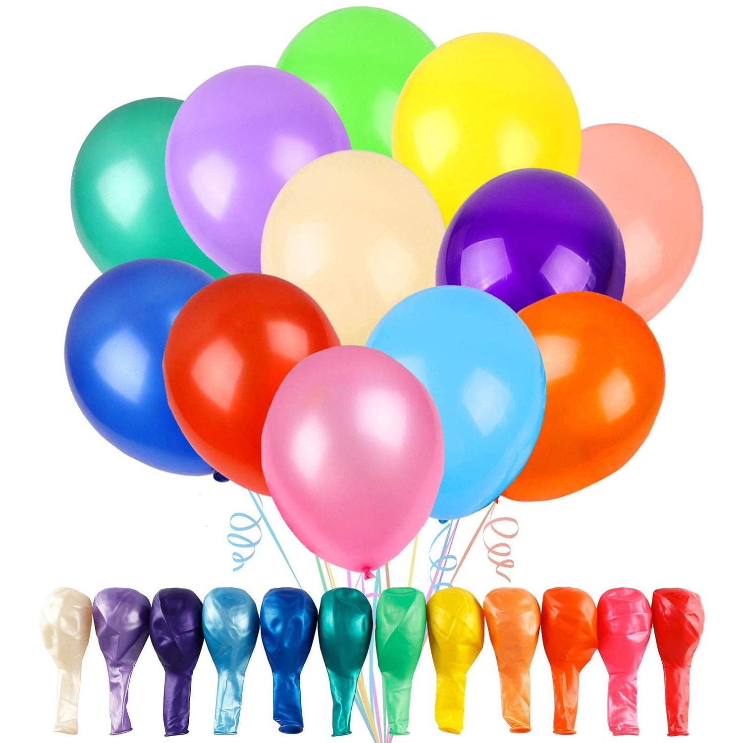 Latex Balloon Set,120 Pack 12 Inch Rainbow Latex Balloons - 12 Assorted Colors for Party Decorations