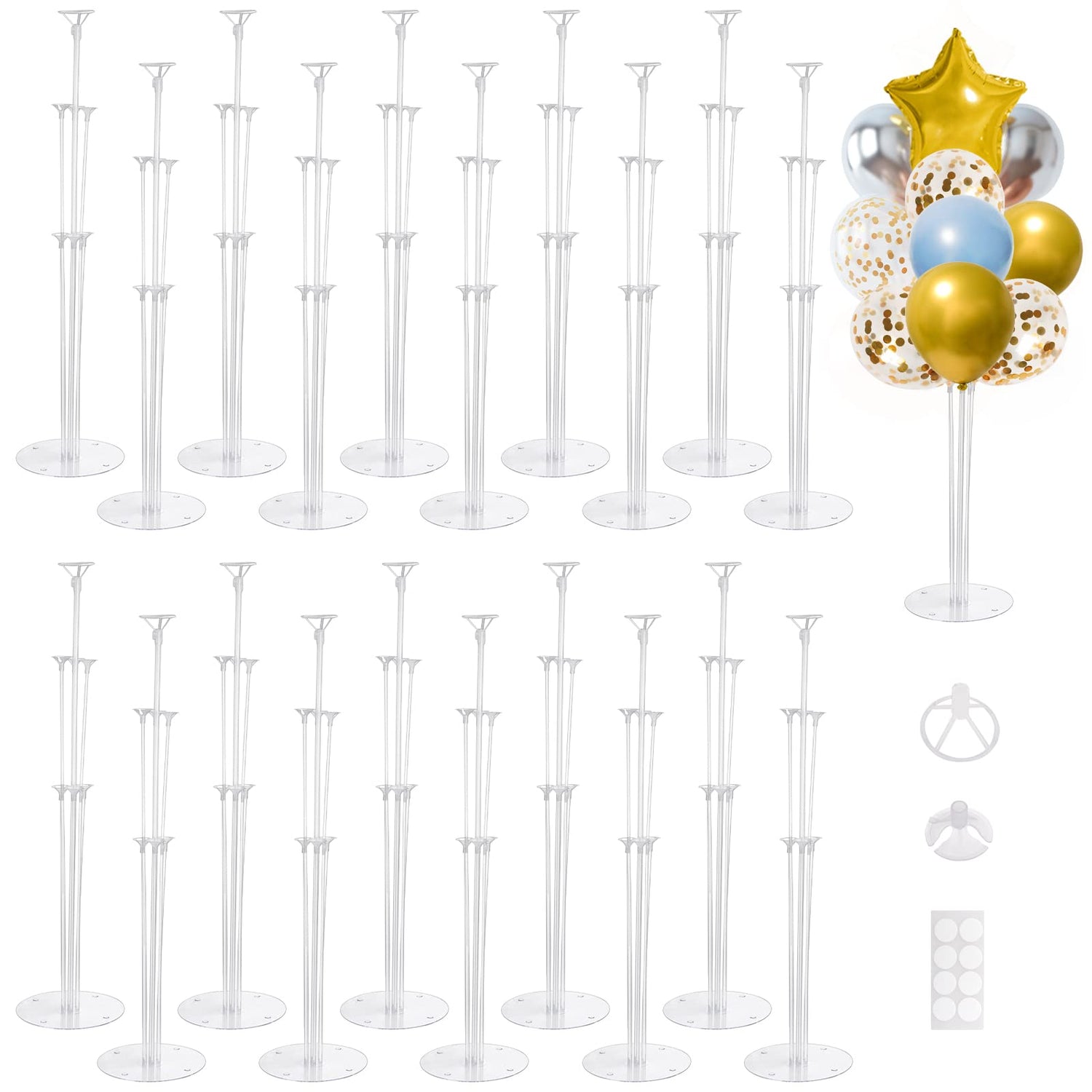 Balloon Accessory Set,20 Sets Clear Balloon Stand Holders for Table Centerpieces - Reusable Party Decor