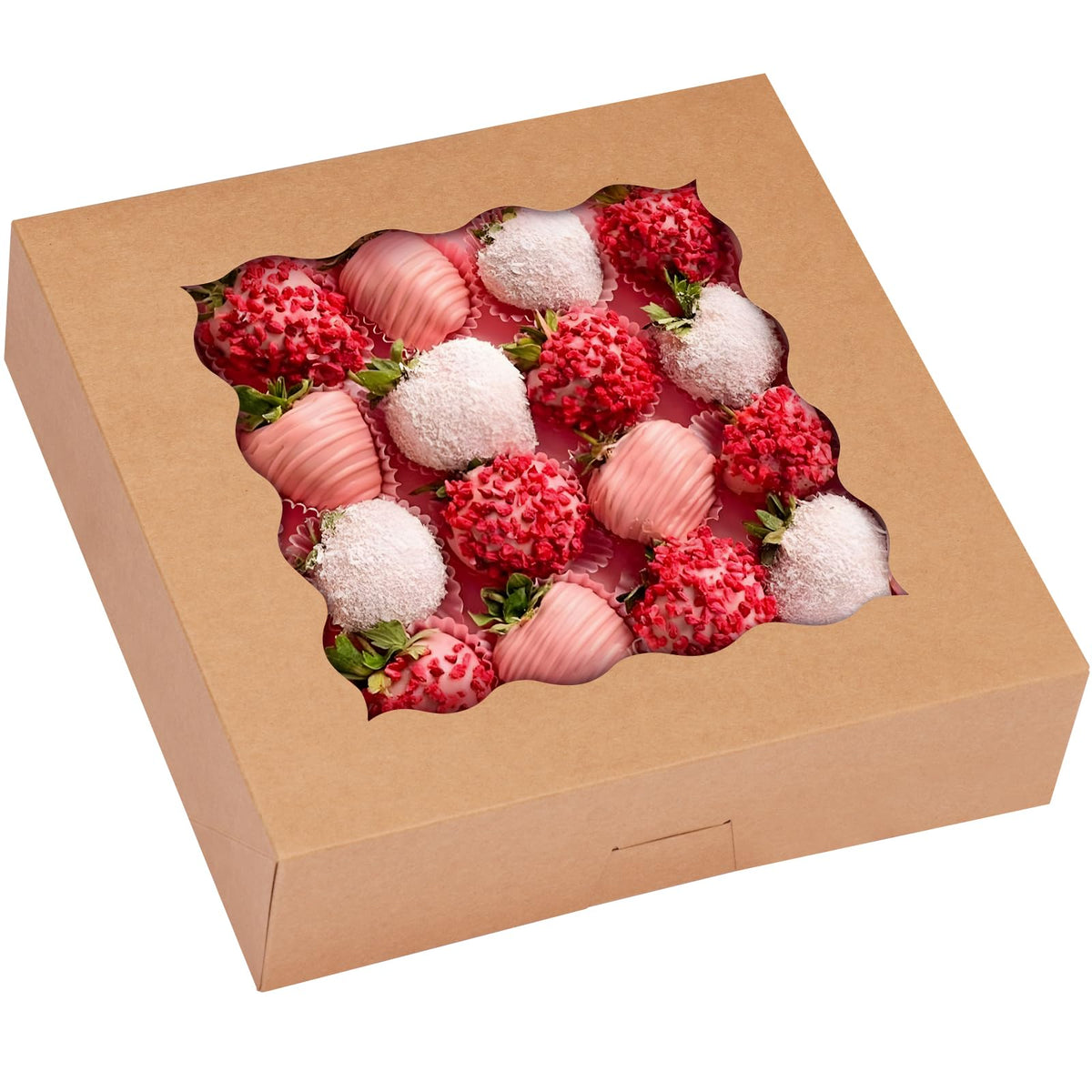 Paper Box,30 Pack Window Pie Boxes - 10x10x2.5 Inch Auto-Popup Bakery Containers for Desserts