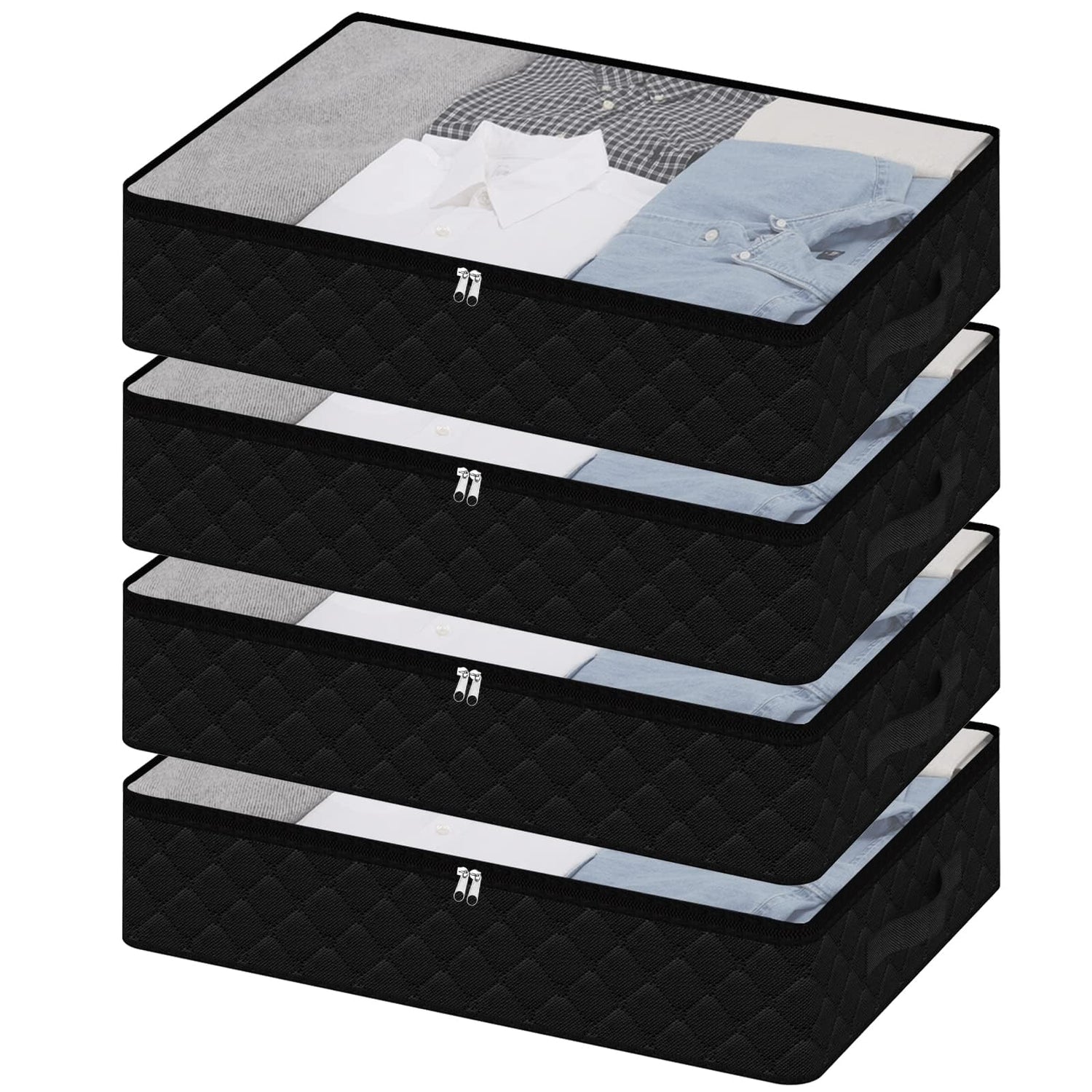 Sewing Storage,4 Pack Underbed Storage Bags with Clear Window & Reinforced Handles