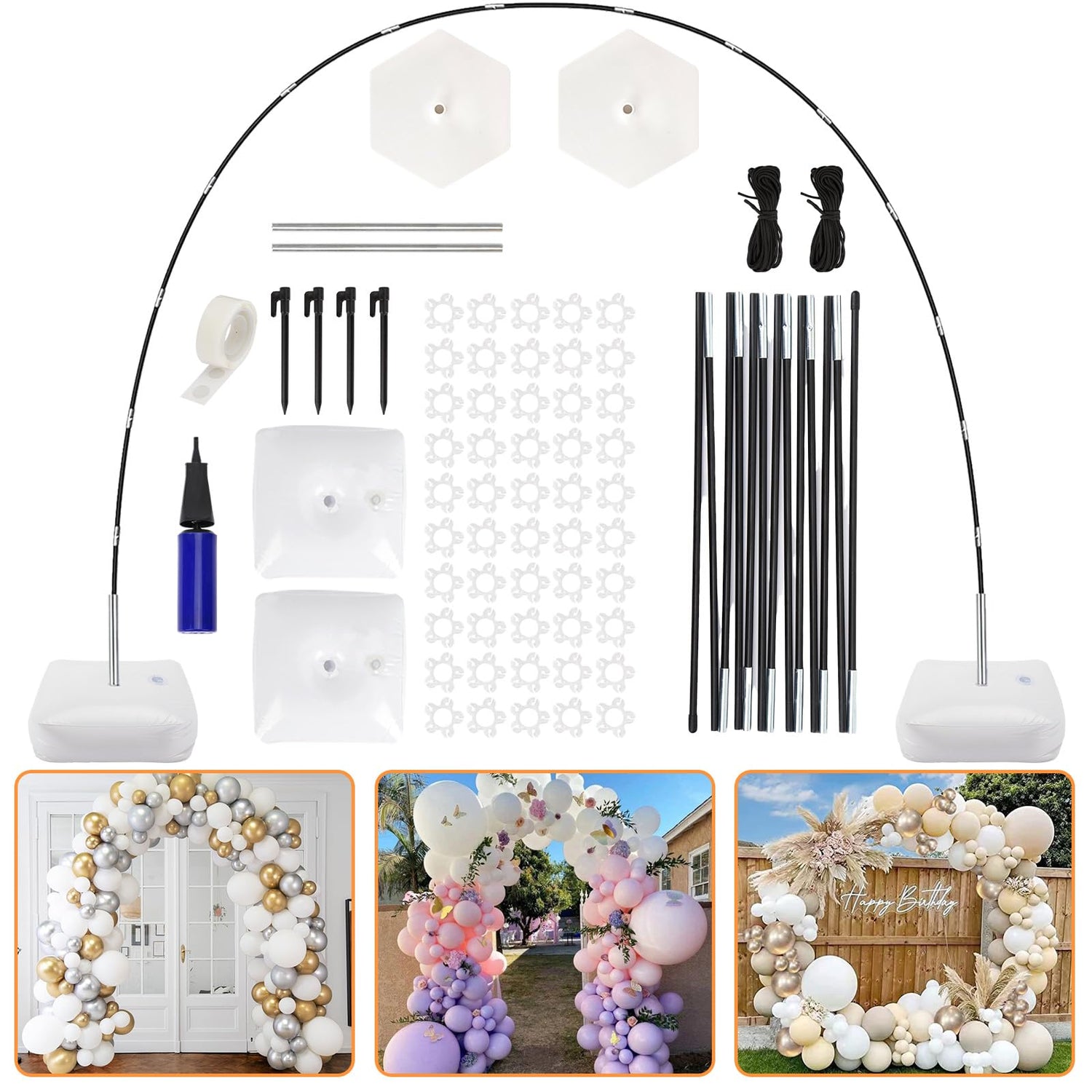 Balloon Accessory Set,Balloon Arch Stand Kit with Adjustable Base - Water Fillable for Stability