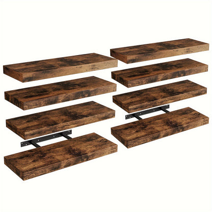 SUPERLELE 8-Piece Floating Shelves for Wall, Wall Mounted Rustic Wood Shelves