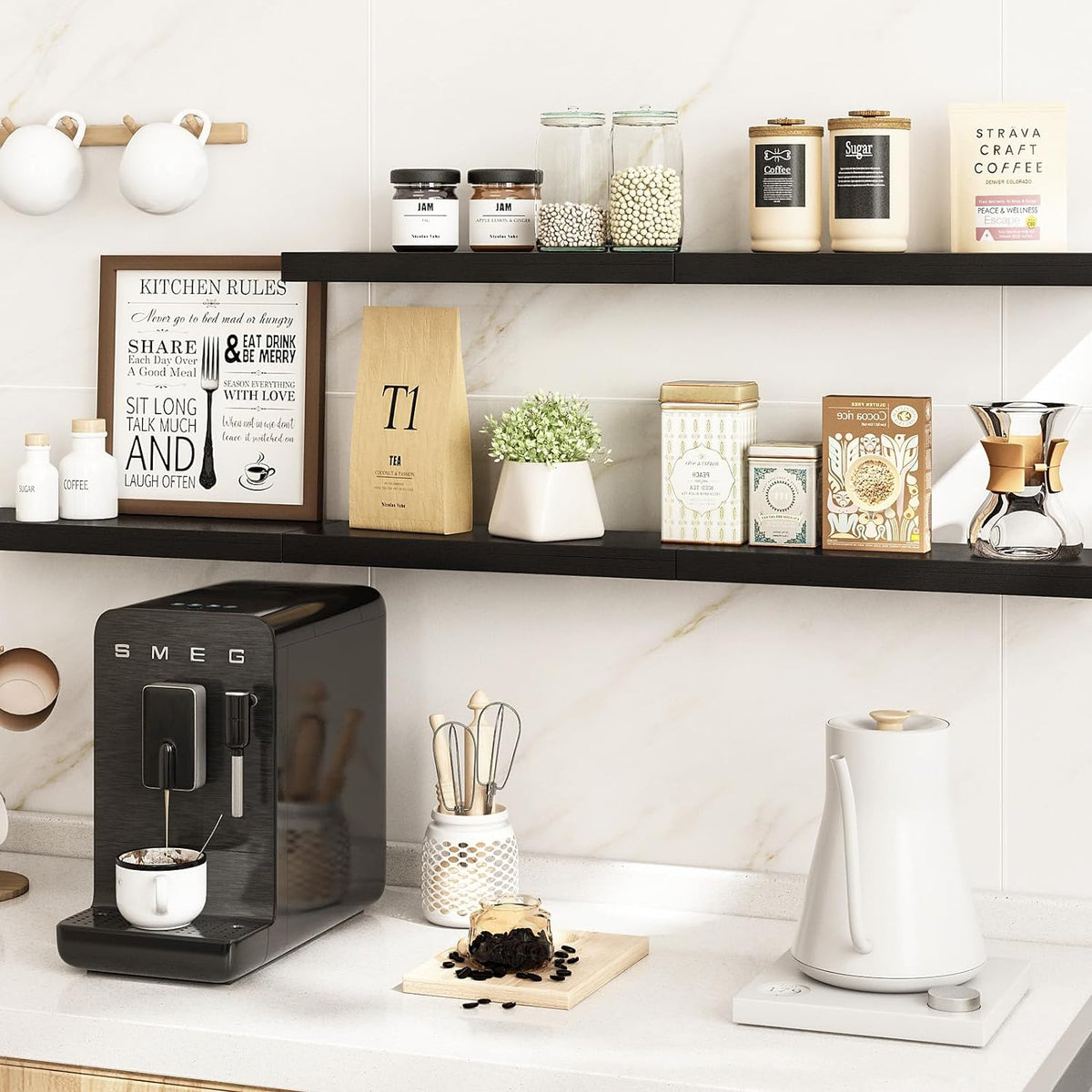 SUPPERLELE 5-Pieces 15.8in Floating Wall Shelves in MDF Wall Mounted Shelves