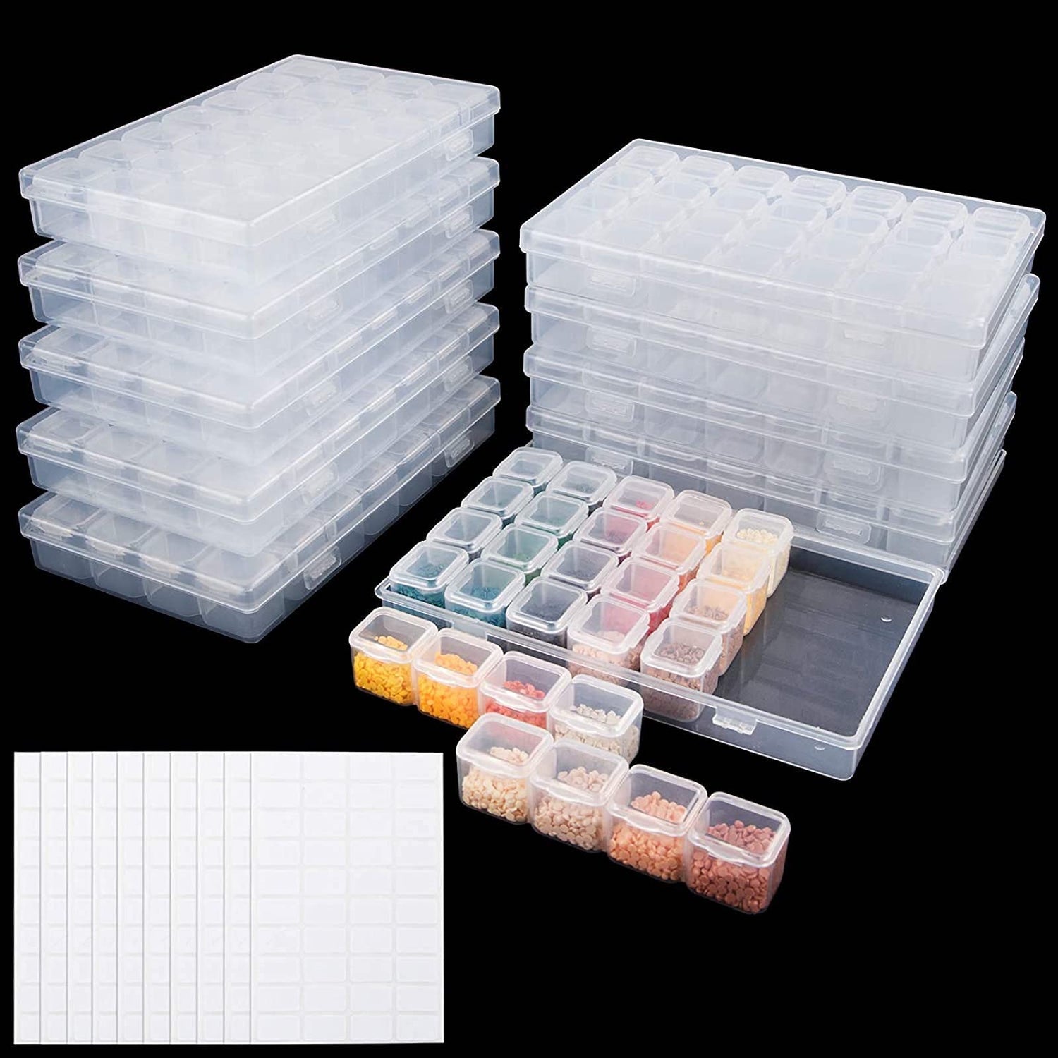 Plastic Storage,280 Slots Diamond Painting Storage Containers, 28 Grids with 400 Label Stickers