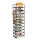 Metal Shoe Rack,10-Tier Shoe Rack: Tall Narrow Metal Shelf with Hooks - Black