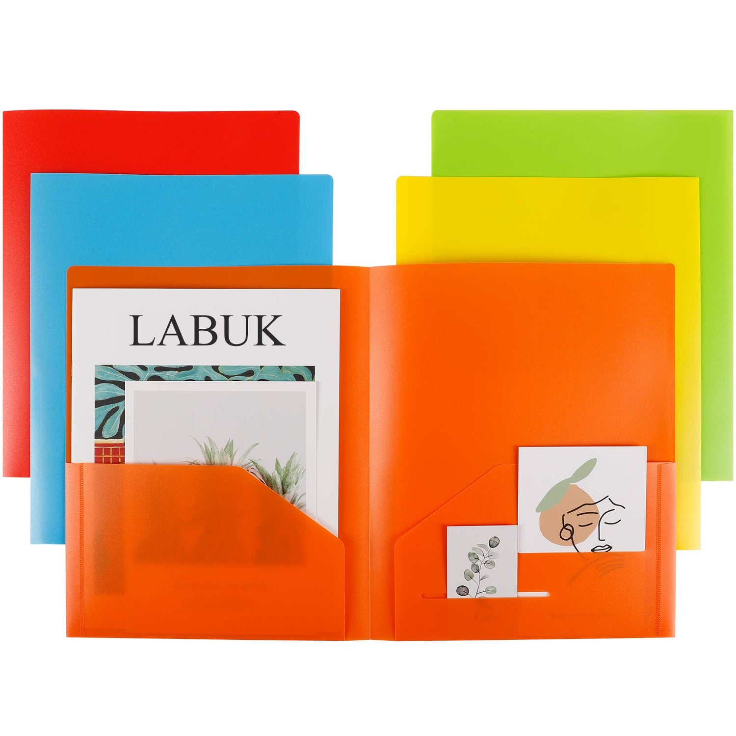 Plastic Folder,5-Pack Heavy Duty Plastic Pocket Folders - Letter Size Document Organizers for School & Office