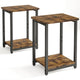 Storage Cabinets & Lockers,Set of 2 Rustic Industrial Side Tables - 2-Tier End Tables for Living Room or Bedroom